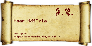 Haar Mária névjegykártya